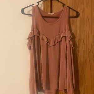 Pinkish long sleeve off the shoulder shirt
